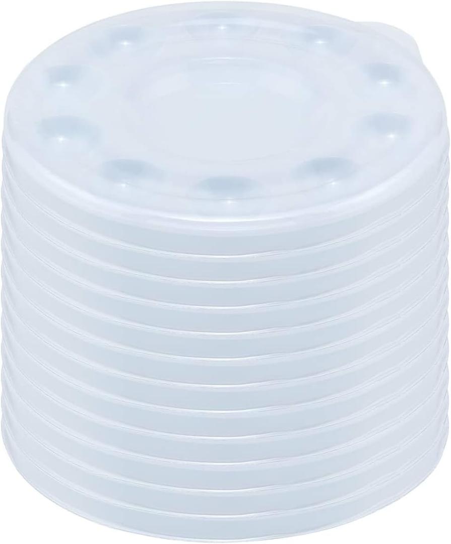 Creative Mark 10-Well Round Plastic Paint Palette with Lid - Pack of 12, Durable, Reusable, Solvent-Resistant, with Oversized Paint Wells Mixing and Color Theory - 7.4ml (0.25oz) Per Well