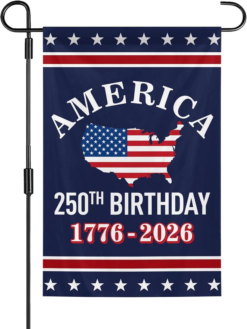 America Birthday Garden Flag 12x18 Inch Double Sided 1776 2026 Anniversary Patriot Garden Flags for Street Lawn Parties Event Decoration