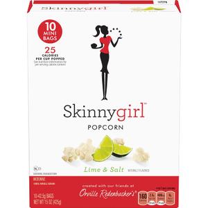 Orville Redenbacher's Skinnygirl Microwave Popcorn Mini Bags, Lime & Sea Salt Flavor, 1.5 oz., 10-Count (6 Boxes)
