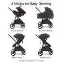 Gromast 3-in-1 Baby Stroller, Convertible Stroller for Newborn Infant Toddler with Reversible Seat, UPF 50+ Canopy & Cup Holder - Black