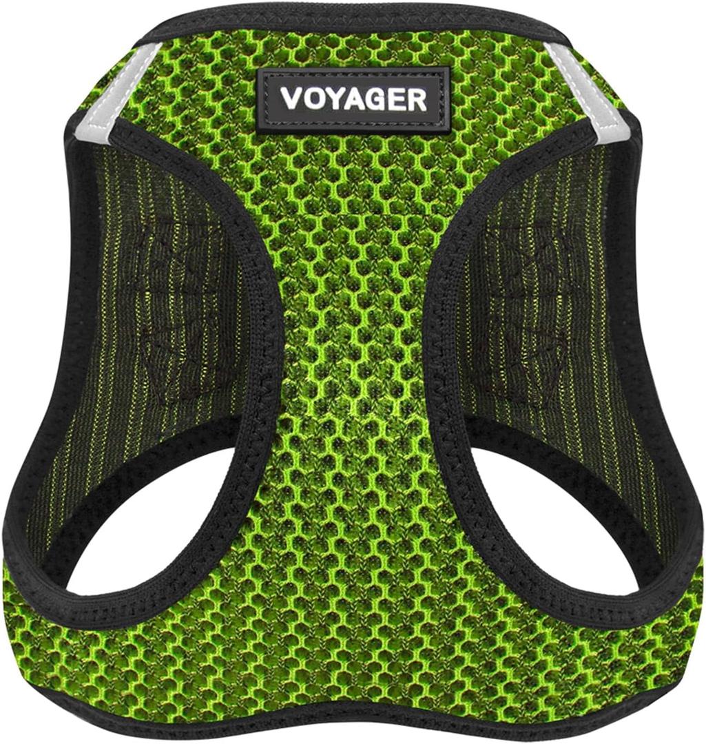 Best Pet Supplies Voyager Step-in Air Harness - All Weather Mesh, Reflective, No Pull Harness for Dogs, Cats - Secure with Hook & Loop Fastener, Buckle, Double D-Rings - Lime Green 2-Tone, S (S (Chest: 14.5 - 16"))