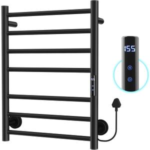 Heated Towel Rack for Bathroom, Towel Warmer Rack Wall Mounted Electric Towel Rack with 24-Hour Timer, Heated Towel Bar, Plug-in/Hardwired, 304 Stainless Steel