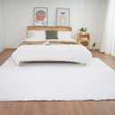 Ghouse White 8x10 Area Rug Fluffy Faux Rabbit Fur Rug White Plush Shag Rug for Living Room Bedroom, Playing Room, Nursery Room