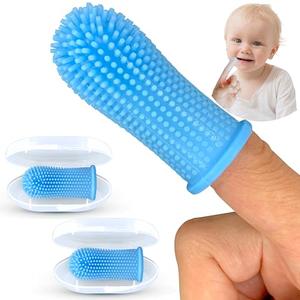 Itsy Bitsy Baby Toothbrush, Pediatrician Recommended, 360 Degree Bristle Silicone Baby Toothbrush 6 to 12 Months, and Toddler Toothbrushes 1-2, Set of 2 - Blue