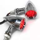 Red CNC Motorcycle Bullet LED Turn Signal Lights Blinker Indicator Front Rear Tail Light Compatible with Harley Honda Yamaha Suzuki