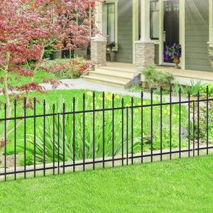 Metal Garden Fence 26 in H x 12 ft L, 6 Panels + 7 Stakes Border Dog Fence Panels Animal Barrier, No Dig Garden Fencing for Yard Patio Flower Bed Lawn Outdoor, Arch Black