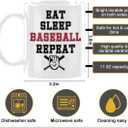2 x Baseball Gifts for Men Coffee Mug, Ceramic Mugs With Handle Tea Cup Novelty Coffee Cup for Women Office Work, 12OZ Baseball Cups for Dad Men Coach Boyfriend Husband - eat sleep baseball repeat