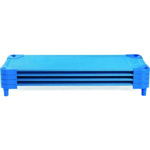 Angeles Stackable Daycare Cots, Value Line Toddler Cot 52" L x 22" W, Ready to Assemble Toddler Bed for Preschool Classroom, Standard Size, Pack of 4, Blue