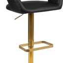 Flash Furniture Erik Contemporary Adjustable Height Barstool with Footrest and Rounded Mid-Back, Upholstered Bar or Counter Height Stool, Black, Seat Only, 2 Pcs