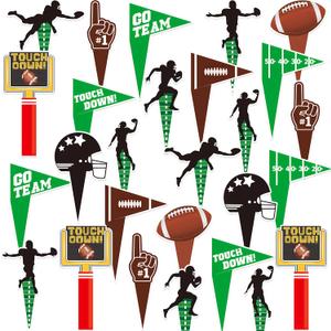 2 x 96 Pcs Football Cupcake Toppers Touchdown Players Flagship Cake Toppers, Football Party Decorations for Sports Theme Baby Shower Birthday Sign Birthday Decor Party Decor Party Supplies