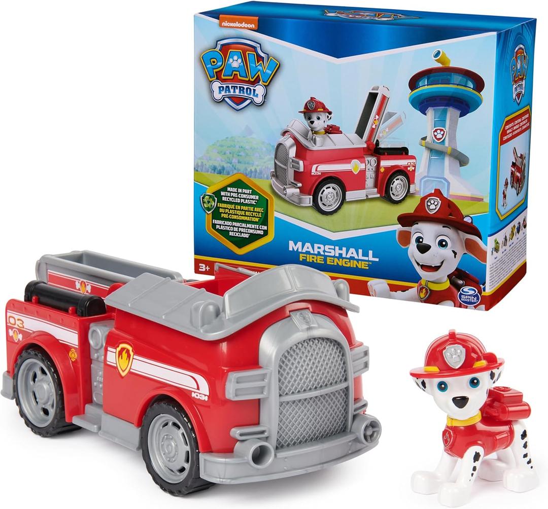 Paw Patrol, Marshalls Firetruck, Toy Truck with Collectible Action Figure, Sustainably Minded Kids Toys for Boys & Girls Ages 3 and Up