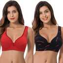Curve Muse Women’s Unlined Plus Size Comfort Cotton Underwire Bra 48DDD