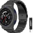 Metal Bands Compatible for Amazfit Active Edge, Solid Stainless Steel Adjustable Strap Replacement Band for Amazfit Active Edge Smart Watch Accessories (Black)