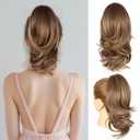 Clip on Ponytails for Women - 14 Inch Curly Ponytail Extension, Wavy Pony Tails Hair Extensions, Synthetic Hair Extensions Ponytail, Clip in Ponytail (Color: Dark Ash Blonde With Golden Ends)