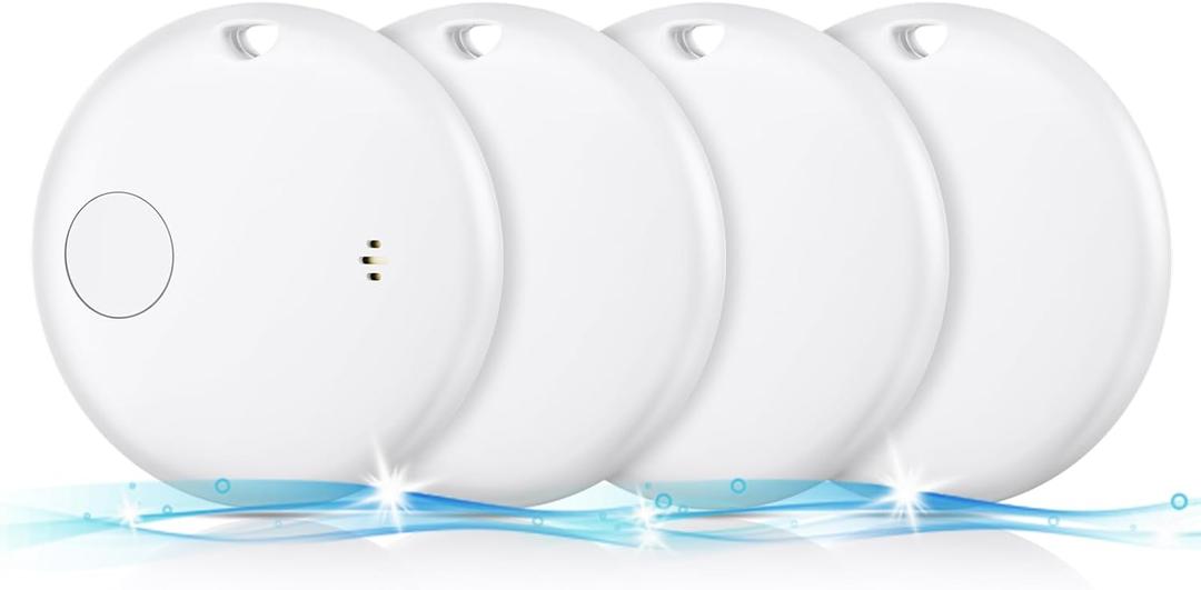 4 Pack Bluetooth Tracker, Works with Apple Find My (iOS Only, Not for Android), Smart Item Finder with Loud Sound, Key Finder Air Tracker Tags, Tracker Tag Locator for Keys, Luggage, Satchel (White)