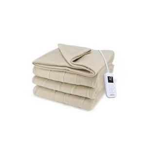 Sunbeam Royal Posh Velvet Heated Electric Blanket Queen Size, 90" x 84", 12 Heat Settings, 12-Hour Selectable Auto Shut-Off, Fast Heating, Machine Washable, Warm and Cozy, Champagne