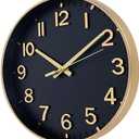 HZDHCLH Wall Clocks Battery Operated,Wall Clock Black Gold,14 inch Wall Clock Silent Non Ticking Modern 3D Numbers for Kitchen Bedroom Living Room Office Classroom Decor