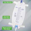 Easy-Tap Leg Bag Urinary Drainage Bag, 1000ml, Anti-Reflux Valve, Cloth Straps, Easy Flip Drain (Pack of 3)
