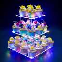 Cupcake Stand, 3-Tier Cupcake Holder with LED light String, Cupcake Stand for 24 Cupcakes-Dessert Tower-Pastry Stand-Cupcake Tier Stand for Wedding, Birthday party (Colorful Light)