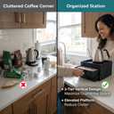 Coffee Brewer Organizer for Intasting Electric Kettle,Two-tier design with elevated kettle platform and pull-out Two-tier storage drawerElevated Pour Over Coffee Maker Holder for Beans, Tea & Accessories