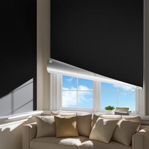 Portable Blackout Curtains for Bedroom, Easy Install No Drill Blackout Shades&Blinds for Indoor Windows with Upgraded Hook&Loop Tapes,100% Black Out Window Cover for Nursery/Travel/Dorm (42"x60"Black)