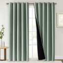 NICETOWN 100% Blackout Window Curtain Panels, Cold and Full Light Blocking Drapes with Black Liner for Nursery, 84" Drop Thermal Insulated Draperies (Greyish Green, 2 Pieces, 70" Wide Each Panel)