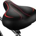 Xmifer Oversized Bike Seat, Comfortable Bike Seat - Universal Replacement Bicycle Saddle - Waterproof Leather Bicycle Seat with Extra Padded Memory Foam - Bicycle Seat for Men/Women (Red)
