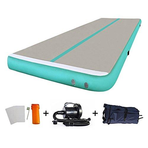 EZ GLAM 10ft Air Mat Tumble Track Inflatable Gymnastics Tumbling Track Mat with Electric Air Pump for Cheerleading/Practice/Beach/Park/Home use