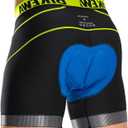 Bikewa Men's Cycling Underwear with Anti-Slip Leg Grips 4D Padded Bike Shorts MTB Liner for Bicycle Biking Riding (Large, Black/Green)