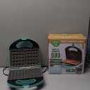 GreenLife Electric Waffle Sandwich Maker, Toaster, Panini Press with Healthy Ceramic Nonstick Plates, Perfect for Tuna Melts, Crispy Rice, Grilled Cheese, LED Indicator Light, PFAS-Free, Turquoise