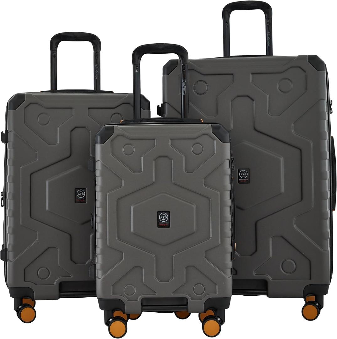 Wrangler ATG Outland Expandable Hardside Luggage, Gull Gray, 3 Piece Set