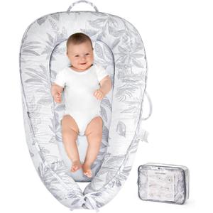 HKAI Baby Lounger  Soft Cotton Infant Floor Seat for Newborn to 24 Months, Portable Baby Essentials for Boys & Girls, Travel-Friendly Baby Lounge Pillow