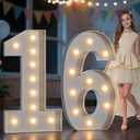 imprsv Marquee Numbers 16 Birthday Decorations: 4FT Tall Large Light Up Numbers Sweet 16 Years Old Birthday Decor for Girl Boy Big Sign Party Anniversary Cardboard Backdrop Signs Blocks Balloons