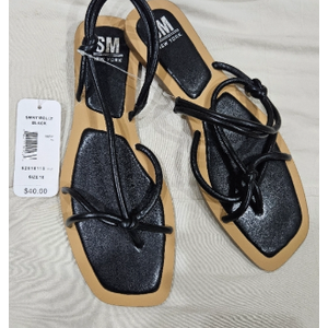 SM New York | Shoes | Black Flat Sandals With Thin Strap 10