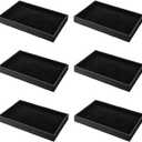 Quelay Pack of 6 Velvet Stackable Jewelry Tray Showcase Display, Jewelry Organizer Tray Bracelet Ring Earring Necklace Organizer Empty Plate for Drawers Countertop (Black)