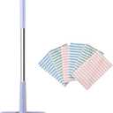 Snap Grip Mini Mop,Convenient Cloth Changing Mini Mop,Retractable Gap Dust Cleaner Flat Mops with Locking Head &Sweeping Cloths,（1mop + 5random Color Rags (Purple)