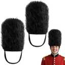 Watayo 2 Pcs Plush British Guard Hats, Soldier British Guard Bearskin Hat, English Bearskin Hat Soldier Guard Cap Headwear for Mens Halloween Costume Cosplay Party