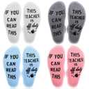 Best Teacher Ever Socks “This Teacher Is Off Duty” Sole Women's One Size 6 - 11 (Pack Of 4 Pairs)