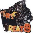 Embroidered Halloween Table Runner Skeleton Spooky Black Cat 90 Inches Long Cutout Ghost Skull Spider Web Pumpkin Coffee Dining Table Runner for Party Holiday (1388IN)