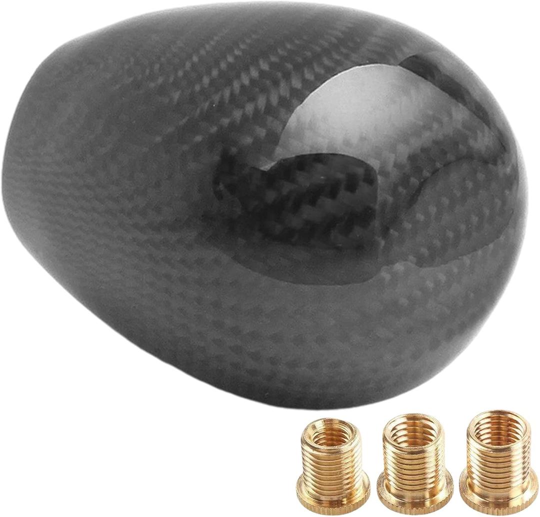 Universal Real Carbon Fiber Shift Knob Gear Shift Knob with 3 Adapters Compatible with Most Manual Vehicles Black