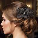 CASDRE Rhinestone Bridal Hair Barrette Black Leaf Bride Wedding Hair Clips Crystal Hair Accessories for Women and Girls