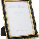 Cuspin 8x10 Picture Frame Black and Gold Frames, Ornate Textured Hand-Crafted Resin Photo Frames with Glass Front, 8 by 10 Decorative Picture Frame for Wall & Tabletop, Vintage Home Decor