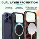 Magnetic for iPhone 17 Pro Case Cute Tortoise Shell Phone Case, Leopard Print Shockproof Slim TPU and Hard PC Protective Cover Fit for MagSafe Designed for Women Girls, Brown Amber
