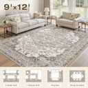 9x12 Washable Area Rugs for Living Room: Non Slip Vintage Brown Rug, Large Soft Stain Resistant Indoor Floor Carpets for Bedroom Dining Room Farmhouse Nursery Home Office Kid & Pet Friendly