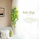 Mkono Fake Hanging Plant with Pot, Artificial Plants for Home Decor Indoor Macrame Plant Hanger with Fake Vines Greenery for Bedroom Bathroom Kitchen Office Decor, Ivory (Pothos)