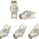 Superbat BNC Connector BNC Female Bulkhead Solder PCB Mount Right Angle Connector for CCTV Systems Monitoring Transceiver etc. Pack of 4