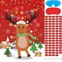 AINECON Pin Deer Game 24 Player Holiday Party Games for Family, Pin The Nose on The Reindeer, Christmas Party Favors & Activities