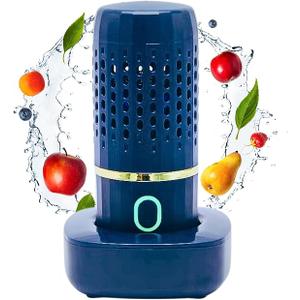 Fruits and Vegetable Washing Machine, Kitchen Fruit Cleaner Device in Water, Wireless Fruit Washer with OH-ion Purification Technology for Fruit, Veggies, Meat(Blue)