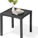 Outdoor Metal Side Table, Patio Small Square End Table, Black | Weather Resistant, Easy Assembly, Side Table for Pool, Balcony, Indoor