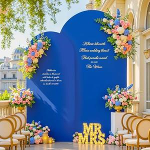 Royal Blue Arch Backdrop Cover for Wedding, 7.2FT 6FT Set of 2 Stretchy Spandex Fitted Arch Stand Cover for Baby Shower, Birthday Party Decor, Chiara Backdrop Cover with Double-Sided Design